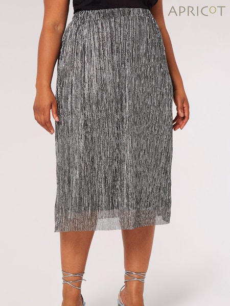 Apricot Silver Plisse Midi Skirt (K81137) | €18.50