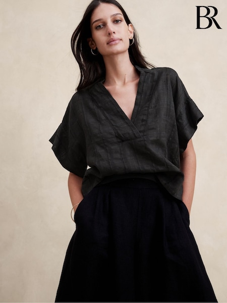 Banana Republic Black Laurel Linen Cotton Top (K81139) | €34