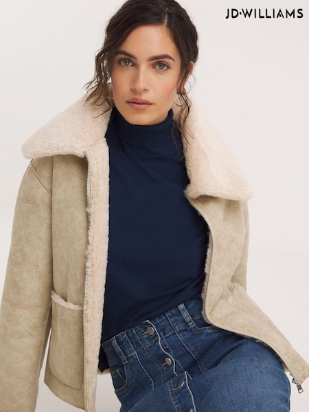 JD Williams Cream Opp Aviator Jacket (K81339) | €50
