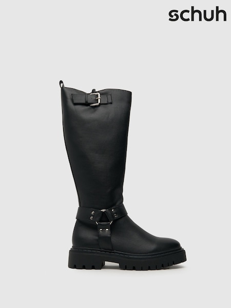 Schuh Dusk Hardware Chunky Knee Black Boots (K81412) | 312 LEI