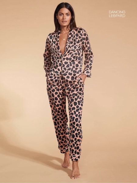 Dancing Leopard Cosmos Satin Long Leg Pyjama Set (K81452) | €27