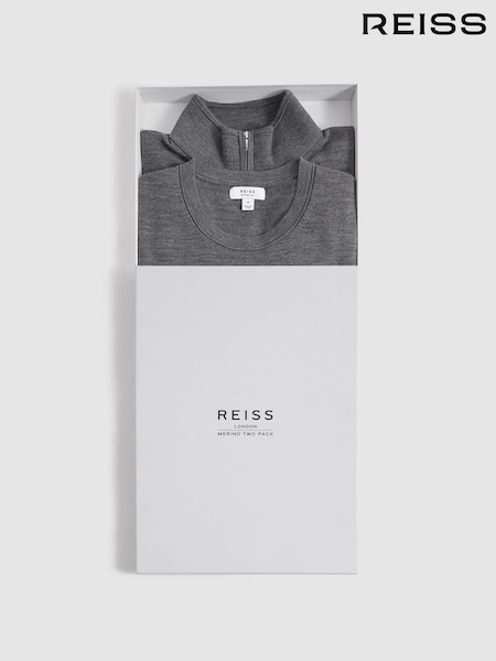 Reiss Mid Grey Merino Mixer 2 Pack Pack of Two Merino Wool Jumpers (K81454) | €145