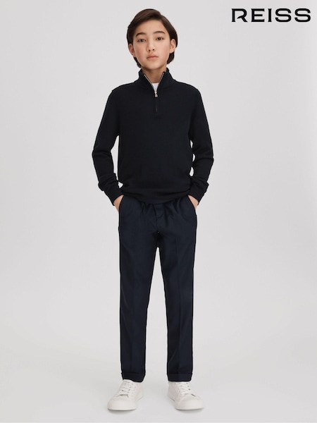 Reiss Navy Blackhall 3-9 yrs Wool Quarter Zip Jumper (K81507) | €52