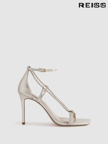 Reiss Paige Leather Plaited Strappy Heeled Sandals (K81530) | ‏1,210 د.إ.‏