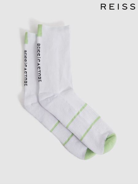 Reiss White Axel Castore Ribbed Crew Cut Socks (K81534) | AED86