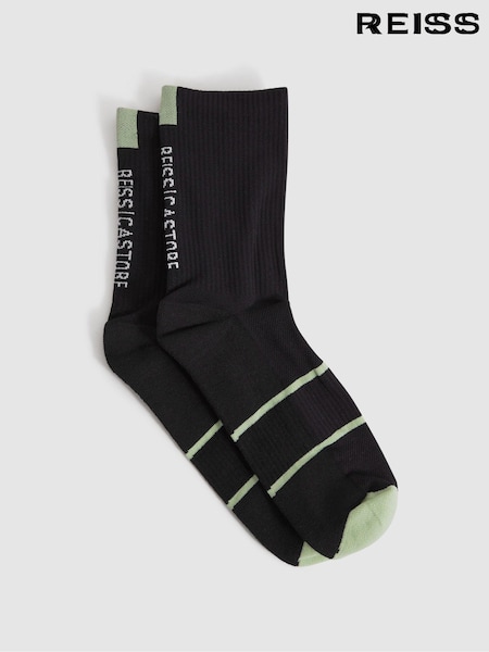 Reiss Onyx Black Axel Castore Ribbed Crew Cut Socks (K81582) | AED86
