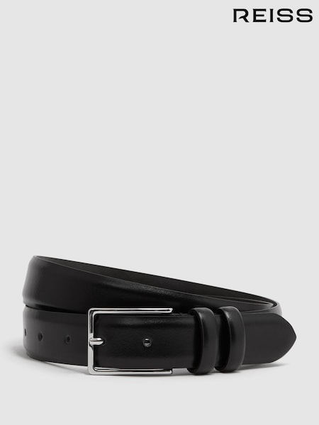 Reiss Black Dante Smooth Leather Belt (K81587) | SGD 152