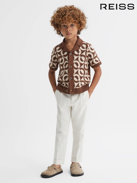 Reiss Tobacco Frenchie 9-13 yrs Knitted Cuban Collar Shirt (K81596) | €97
