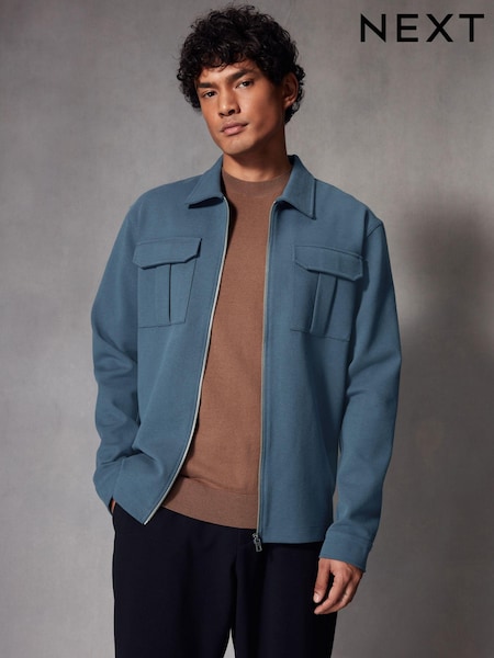 Denim Zip Through Premium Texture Jersey Shacket (K81739) | €19.50