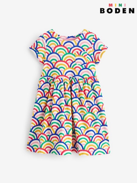 Boden 100% Cotton Rainbow Short Sleeve Fun Jersey Dress (K81936) | €33 - €36