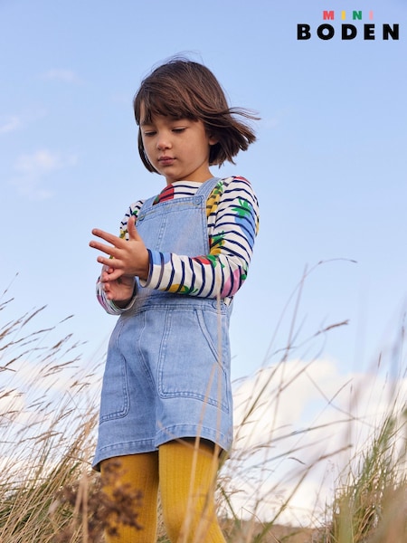 Boden Blue 100% Cotton Relaxed Dungaree Dress (K81947) | 72 QAR - 84 QAR