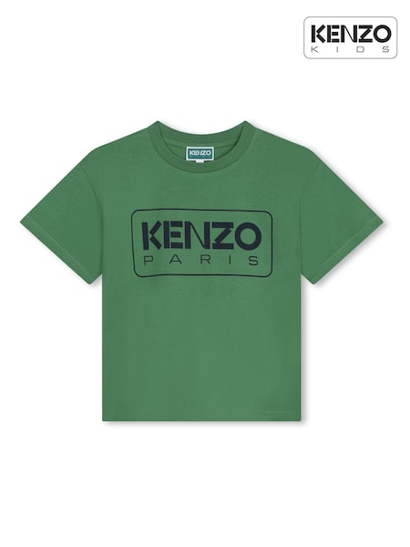 KENZO KIDS Green Paris Logo Short Sleeved T-Shirt (K81973) | €31 - €37