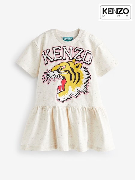 KENZO KIDS Natural Tiger Varsity Print Short Sleeve Logo Baby Dress (K81979) | €59 - €66