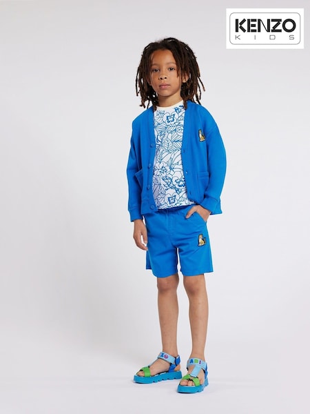 KENZO KIDS Blue Logo Jersey Shorts (K81998) | 480 LEI