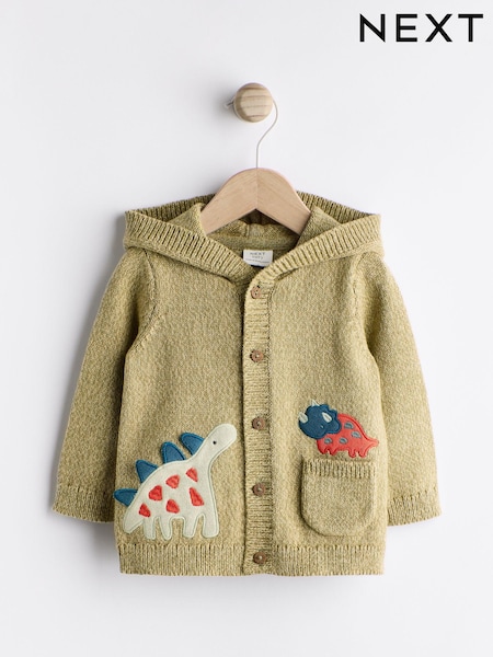Green Dinosaur Baby 100% Cotton Knitted Cardigan (0mths-2yrs) (K82027) | AED63 - AED71