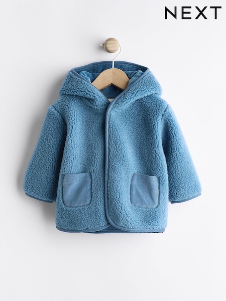 Blue Baby Borg Hooded Fleece Jacket (0mths-2yrs) (K82037) | €8.50 - €9