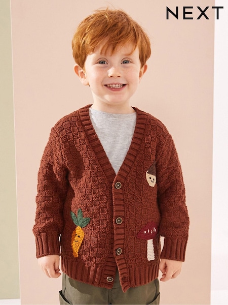Rdečerjava/rjava - Textured Character Cardigan (3mths-7yrs) (K82040) | € 19 - € 21