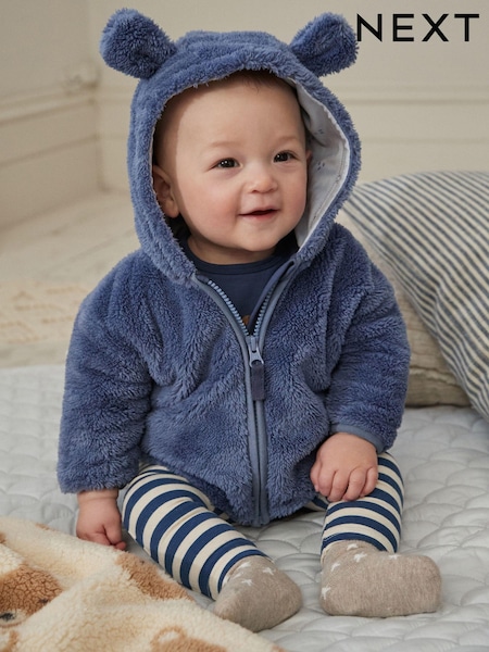 כחול כהה - Baby Cosy Fleece Jacket With 3d Ears (0mths-2yrs) (K82060) | ‏59‏₪ - ‏63‏ ₪