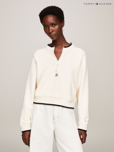 Tommy Hilfiger Cream Texture 1/2 Zip Sweatshirt (K82126) | €89