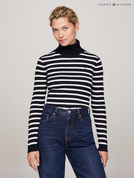 Tommy Hilfiger Blue Cable Knit Sweater (K82131) | AED407