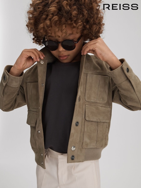 Reiss Pistachio Bas Senior Suede Front Pocket Jacket (K82172) | €57