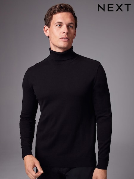 Musta - Regular Fit Cotton Rich Roll Neck Jumper (K82241) | €21