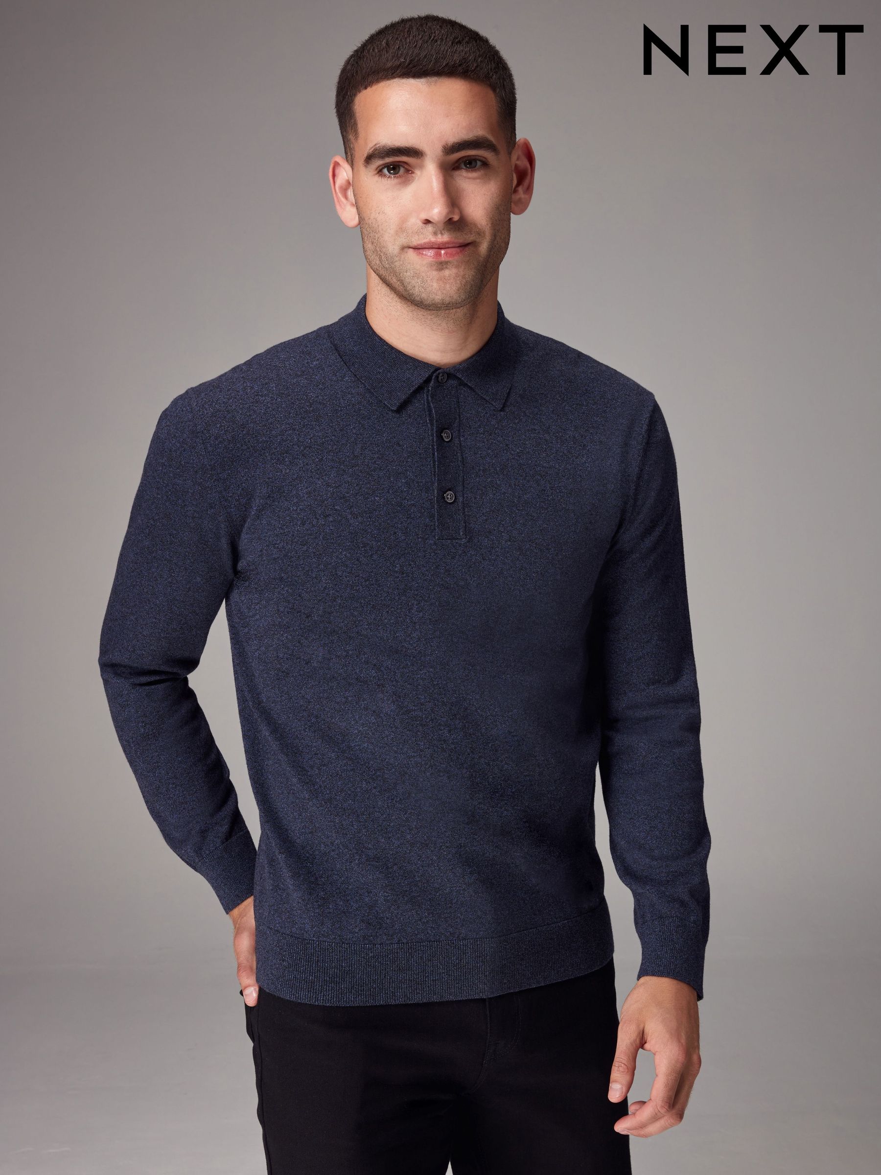 Sale Polo Shirts Long Sleeve Collared Casual Knitwear Next Oman
