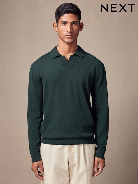 Green Regular Fit Cotton Rich Polo Neck Jumper (K82256) | €30