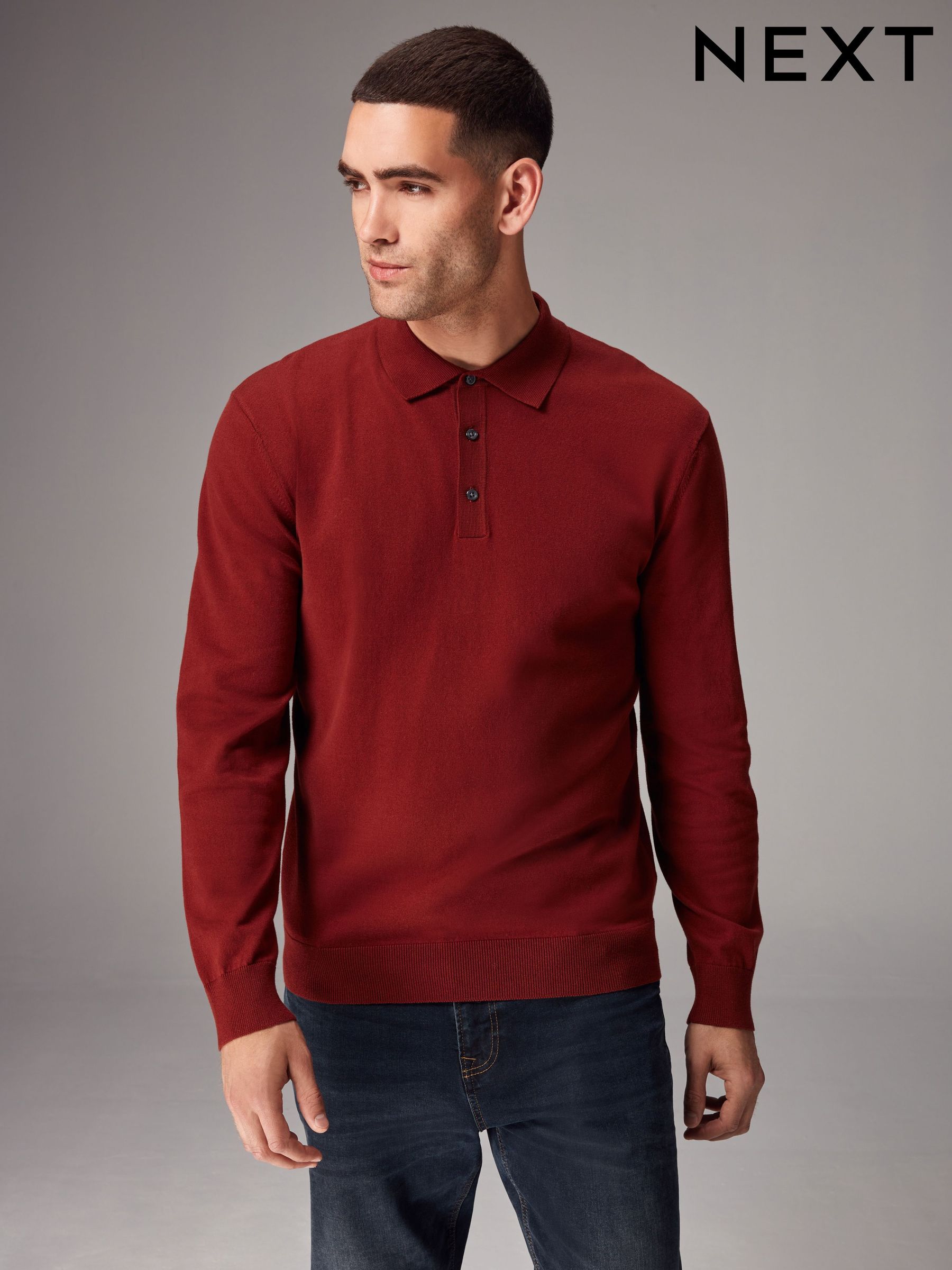 Red long sleeve polo on sale