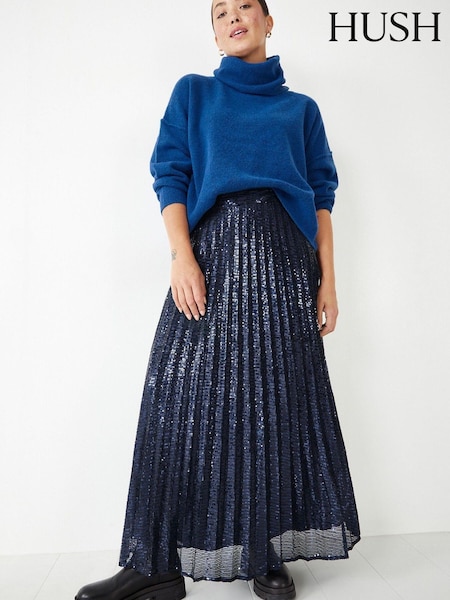 Hush Blue Clio Pleated Sequin Skirt (K82280) | € 50