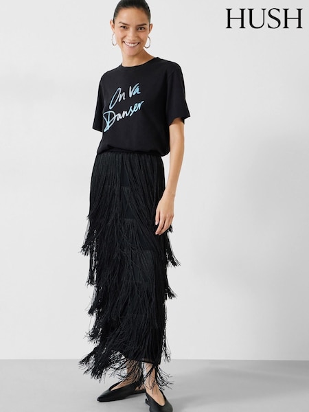 Hush Black Hailey Fringe Maxi Skirt (K82301) | €88