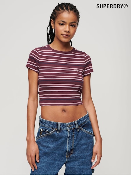 Superdry Red Vintage Stripe Crop T-Shirt (K82347) | €22