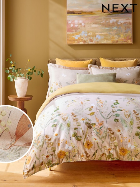Natural Autumnal Floral 100% Cotton Duvet Cover and Pillowcase Set (K82351) | € 26 - € 52