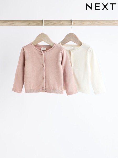 Rosa/blanco - 100% Cotton Cardigans 2 Pack (0mths-3yrs) (K82422) | 19 € - 22 €