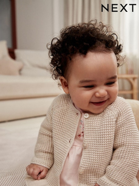 Cream Baby Frill Hem 100% Cotton Knitted Cardigan (0mths-2yrs) (K82441) | €12 - €14