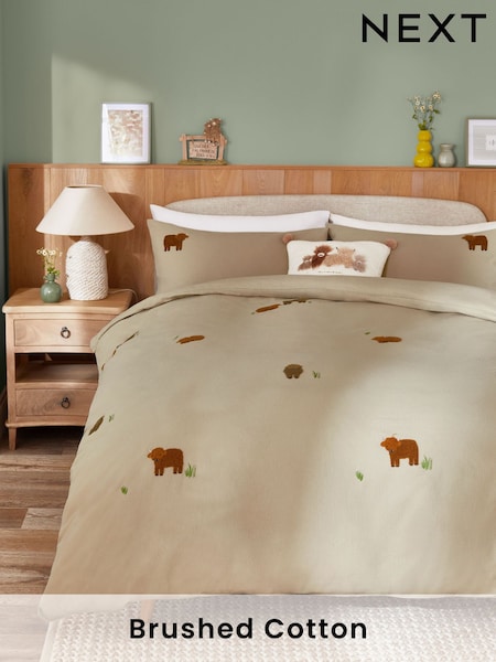 Natural Tufted Hamish Brushed 100% Cotton Duvet Cover and Pillowcase Set (K82451) | €60 - €100