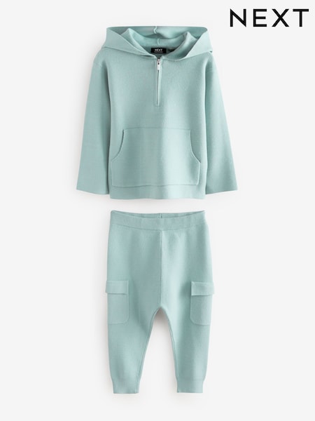 Blue Knitted Zip Neck Utility Hoodie and Joggers Set (3mths-7yrs) (K82462) | €23 - €27