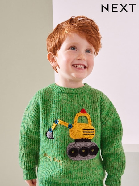 Green Digger Knitted Crew Neck Jumper (3mths-7yrs) (K82472) | €16 - €18