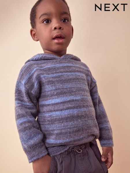 Blue Stripe Knitted Hoodie (3mths-7yrs) (K82482) | €16 - €18