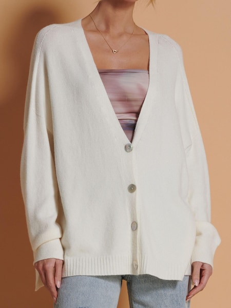 Jolie Moi Cream Soft Knit Shell Button Cardigan (K82624) | €50
