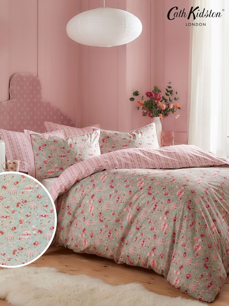 Cath Kidston Green Friendship Gardens 100% Cotton Duvet Cover and Pillowcase Set (K82687) | €66 - €113