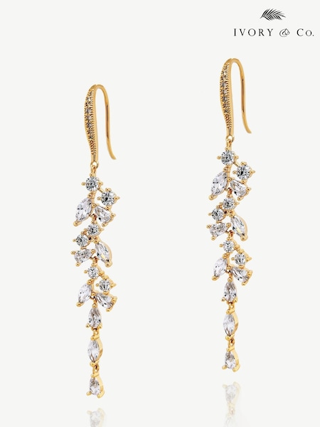 Ivory & Co Gold Sandringham Crystal Cluster Drop Earring (K82724) | €79