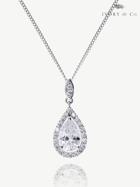 Ivory & Co Silver Belmont And Crystal Teardrop Pendant (K82726) | €46