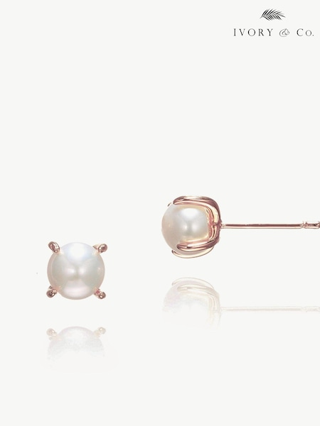 Ivory & Co Rose Gold Cairo Pearl Classic Stud Earrings (K82728) | 99 QAR