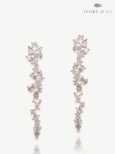 Ivory & Co Rose Gold Islington Crystal Cluster Drop Earring (K82731) | €79
