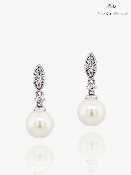 Silver - Ivory & Co Dublin Crystal And Pearl Drop Earring (K82735) | kr530