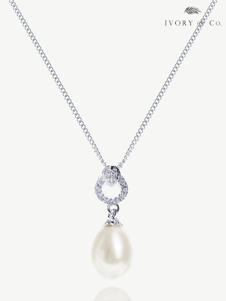 Ivory & Co Silver Stockholm And Pearl Circle Drop Pendant (K82737) | €50