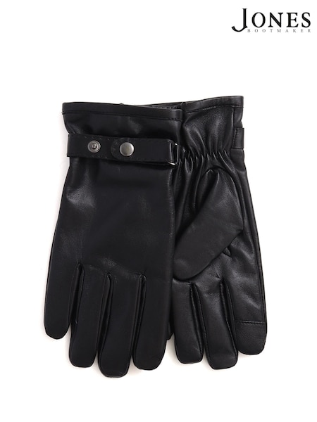 Jones Bootmaker Mens Adjustable Leather Black Gloves (K82748) | $77