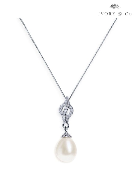 Ivory & Co Silver Lisbon Crystal And Pearl Romantic Pendant (K82754) | €50