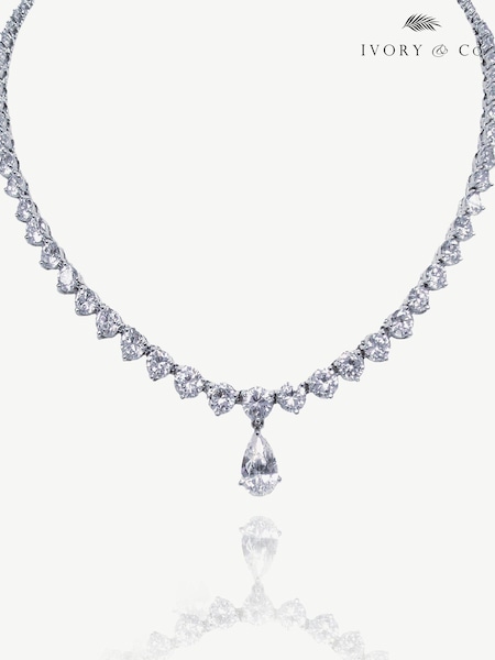 Ivory & Co Silver Imperial Crystal Teardrop Necklace (K82762) | €193